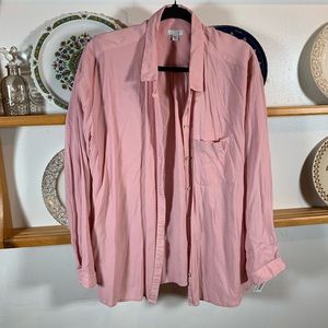 J Jill XL Relaxed Shirttail Blouse Rose Quartz Pink Button Down Shirt